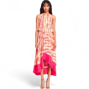 NWT HAUTE HIPPIE Pink Lexi High Low Silk Dress - Medium